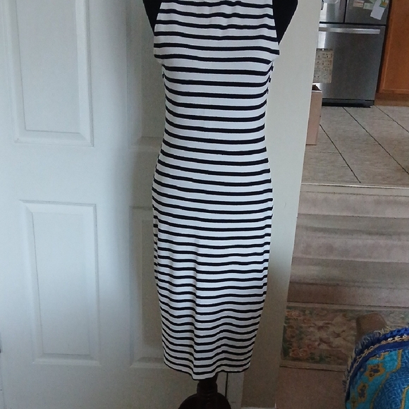 Dynamite Black and White Striped Midi Dress - Picture 4 of 11